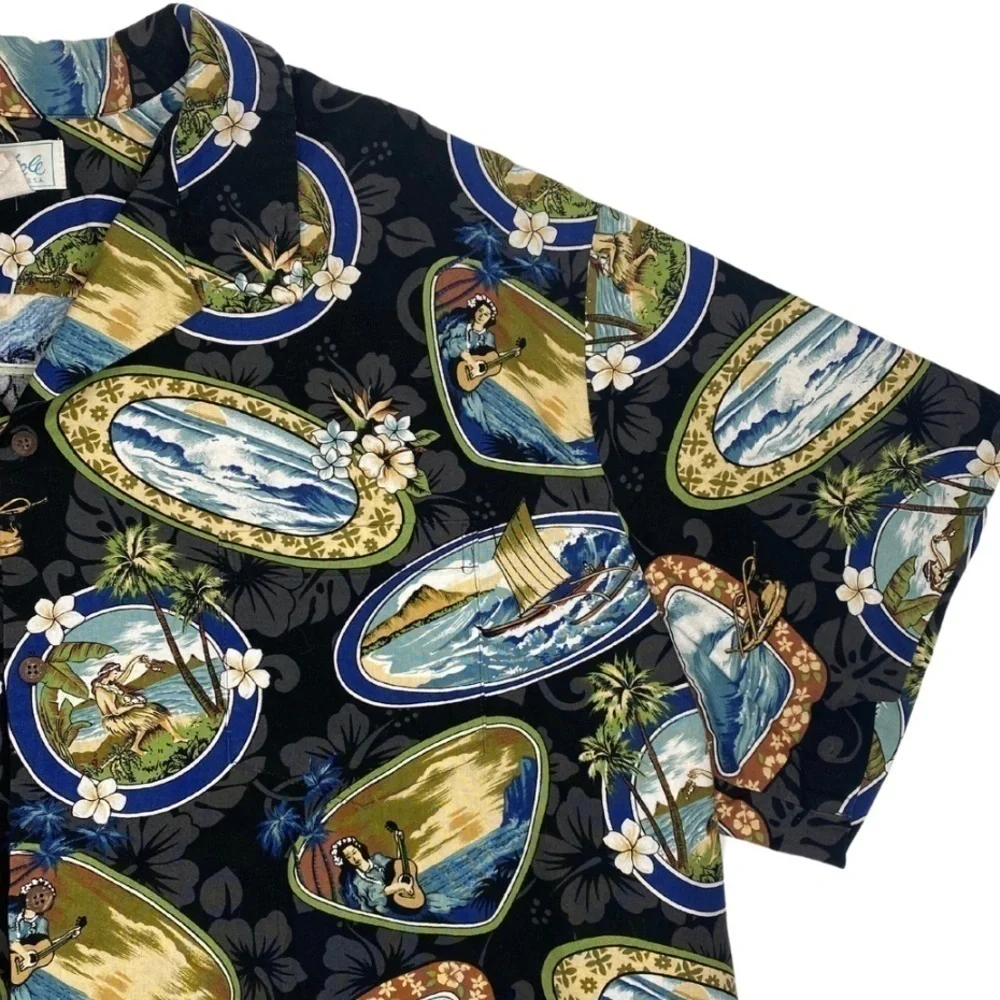 Vintage Kolekole Hawaiian Cotton Button-Up Shirt Sz 4XL